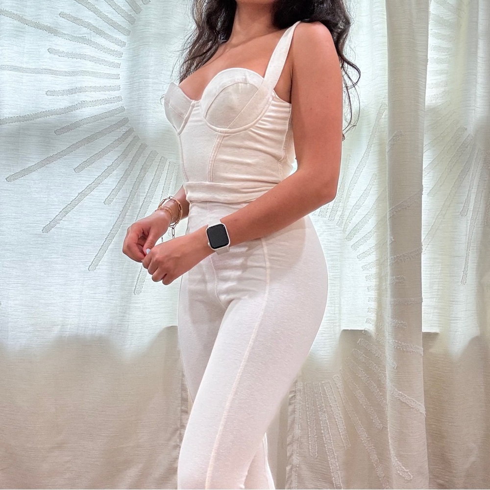 House of CB Mallen white stretch jersey jumpsuit